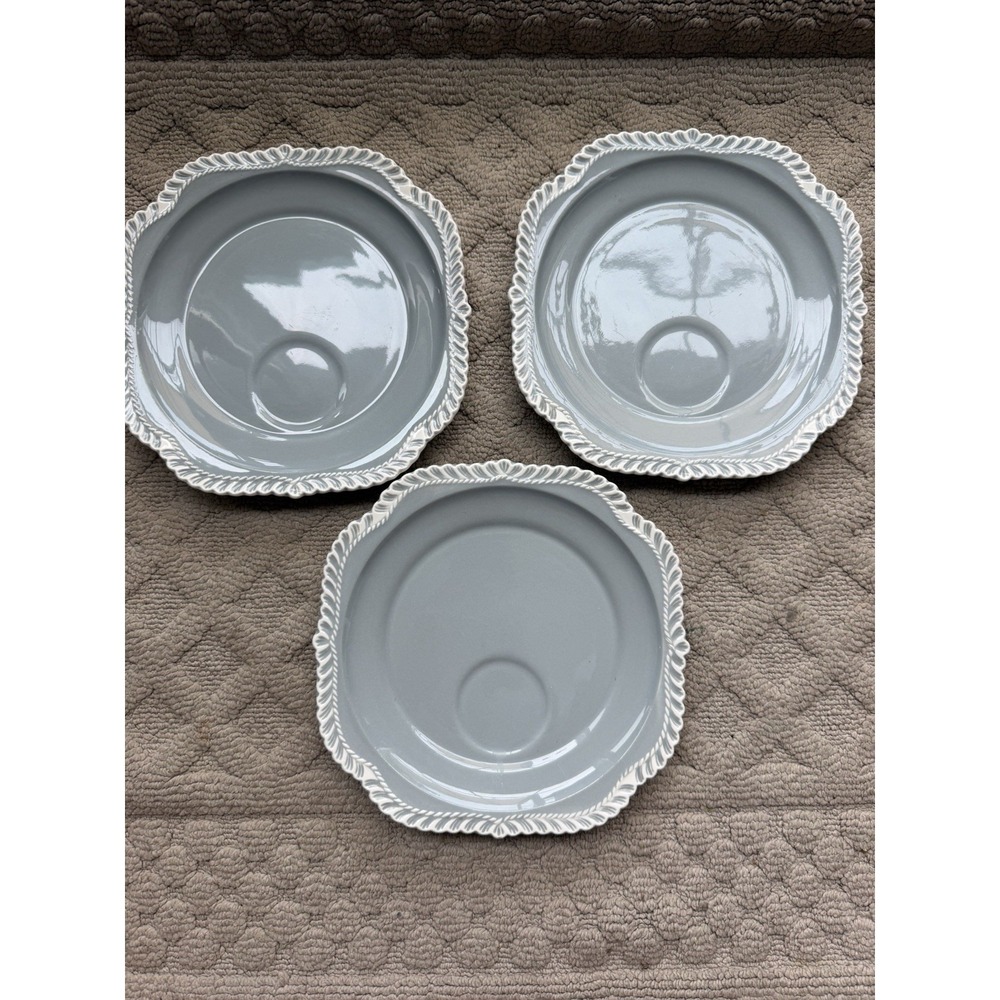 3x Vintage Harker Ware Pottery Luncheon Snack Plate Pate Sur Pate Corinthian